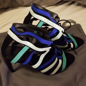ZARA strappy blue monochrome heels sz 8/39